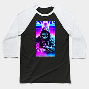 Neon Mask Face Artwork Baseball T-Shirt